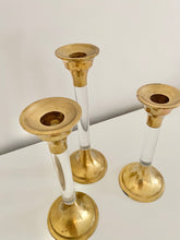 Load image into Gallery viewer, Lucite &amp; Brass candle sticks
