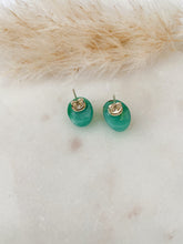 Load image into Gallery viewer, Dark Chrysoprase studs
