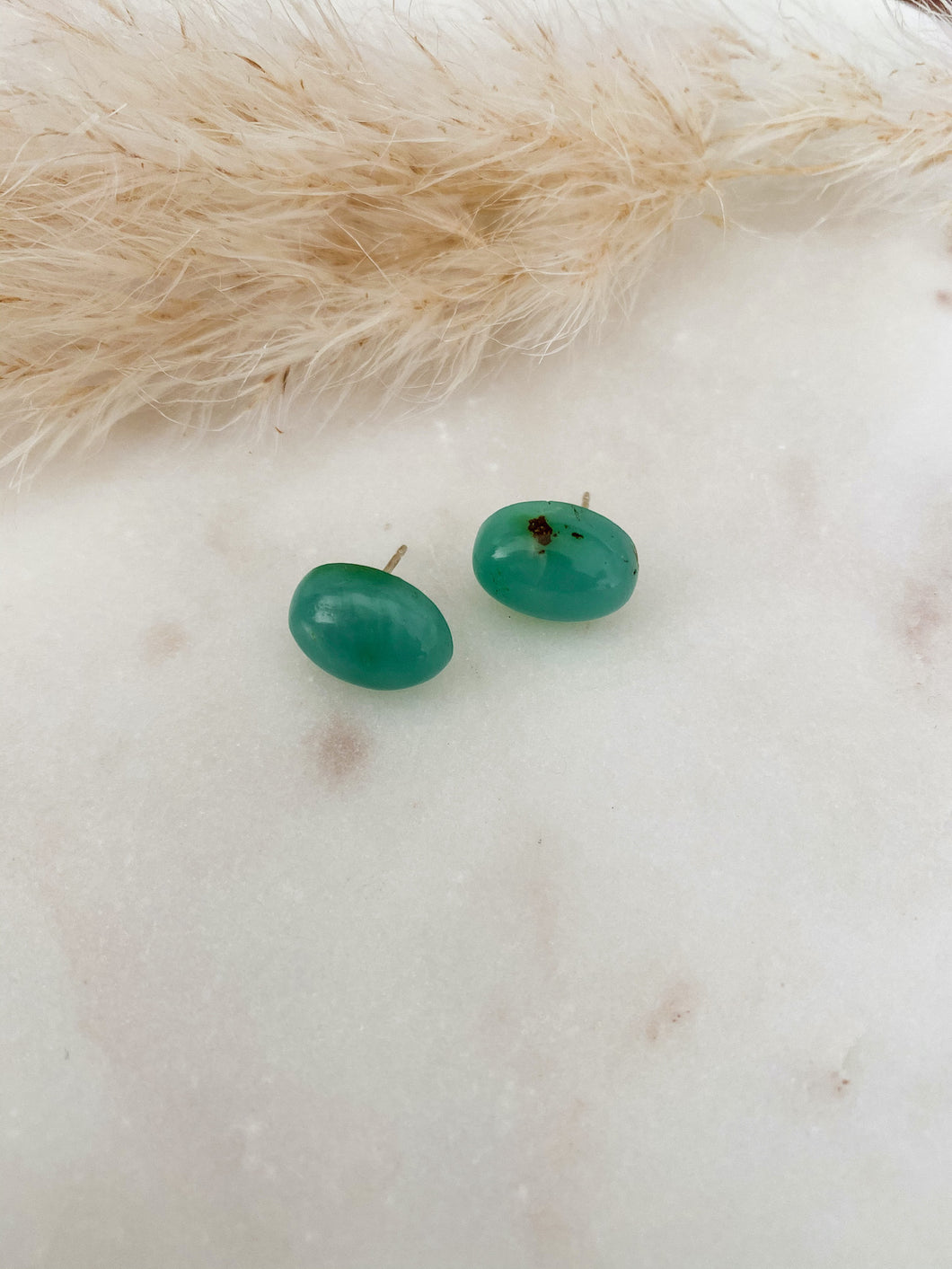 Dark Chrysoprase studs