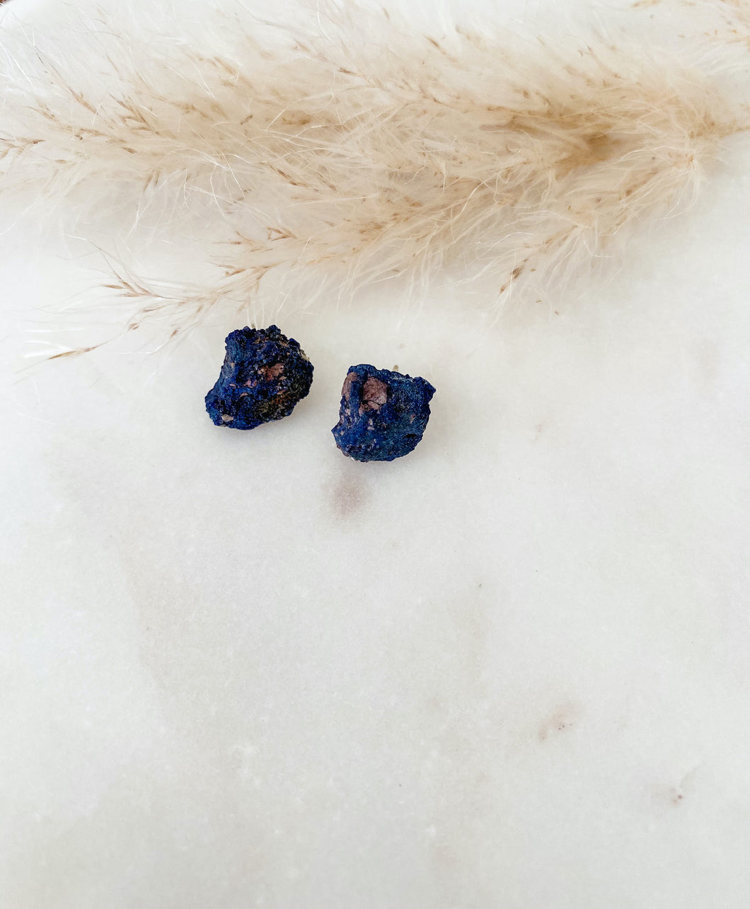 Large raw lapis studs