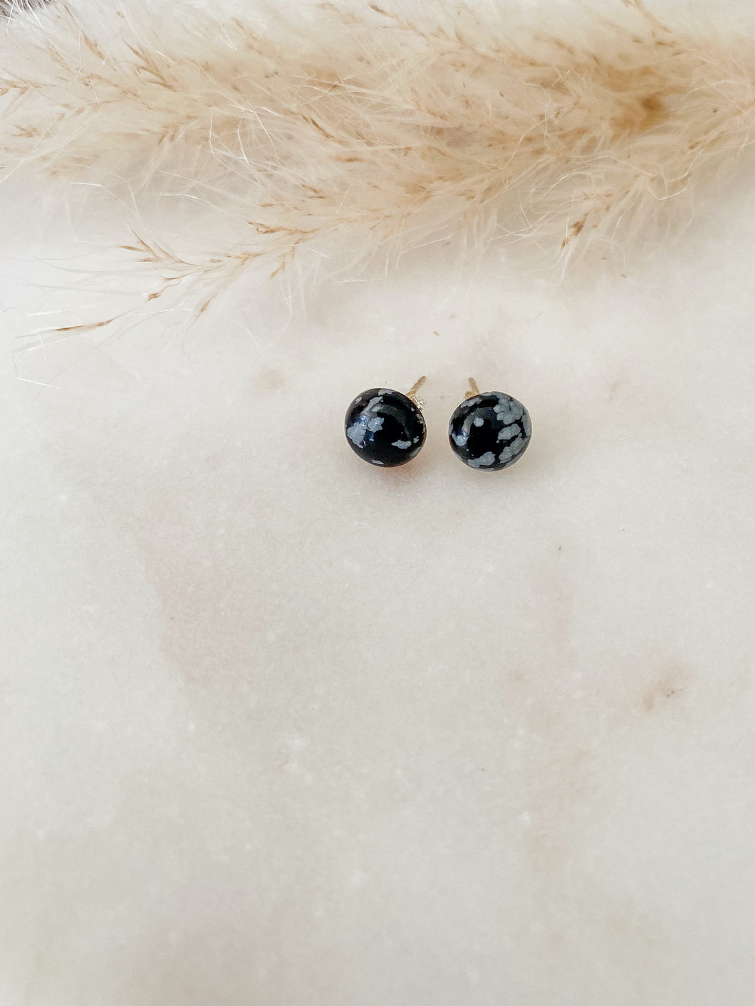 Snowflake obsidian studs